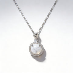 Howlite Necklace/Rhodium