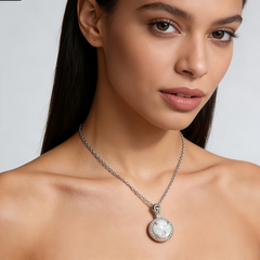 Howlite Necklace/Rhodium