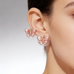 BUTTERFLY PINK ENAMEL EAR
