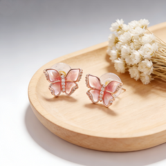 BUTTERFLY PINK ENAMEL EAR