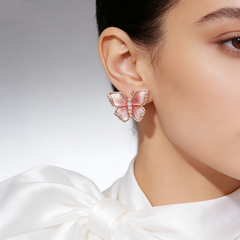 BUTTERFLY PINK ENAMEL EAR