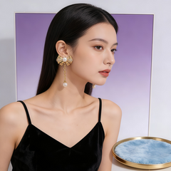 Bowknot pearl drop EAR/GOLD