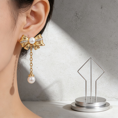 Bowknot pearl drop EAR/GOLD