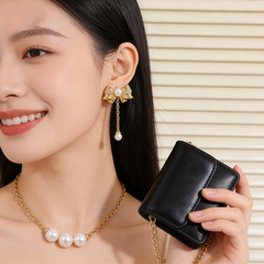 Bowknot pearl drop EAR/GOLD