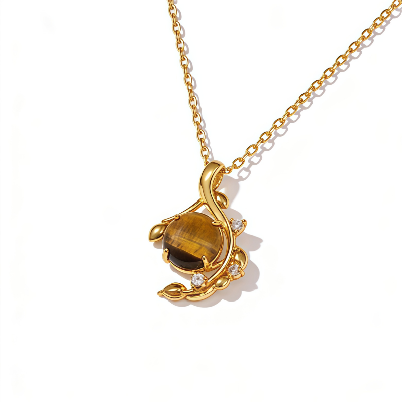 Yellow tiger eye Necklace/GOLD