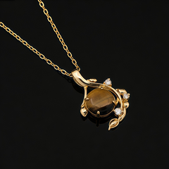 Yellow tiger eye Necklace/GOLD