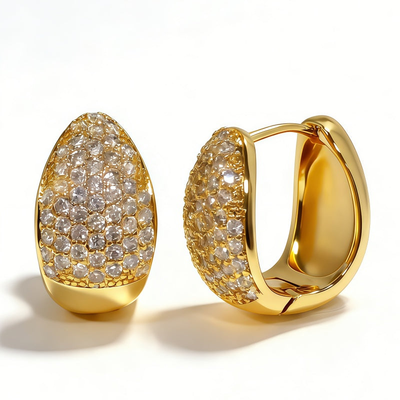 KK HOOP HUGGIE EAR/GOLD WHITE CRYSTAL