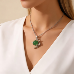 Green aventurine Necklace/Rhodium