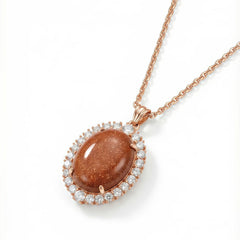 Sand stone pink Cubic Zirconia Necklace/GOLD