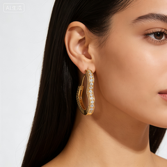 HEART HOOP HUGGIE EAR/GOLD METAL