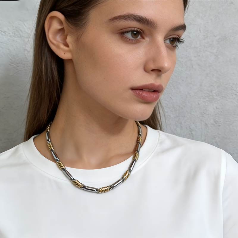 Mixed Link Two-Tone Chain NCK/Stainless Steel