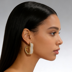 HEART HOOP HUGGIE L EAR/GOLD METAL