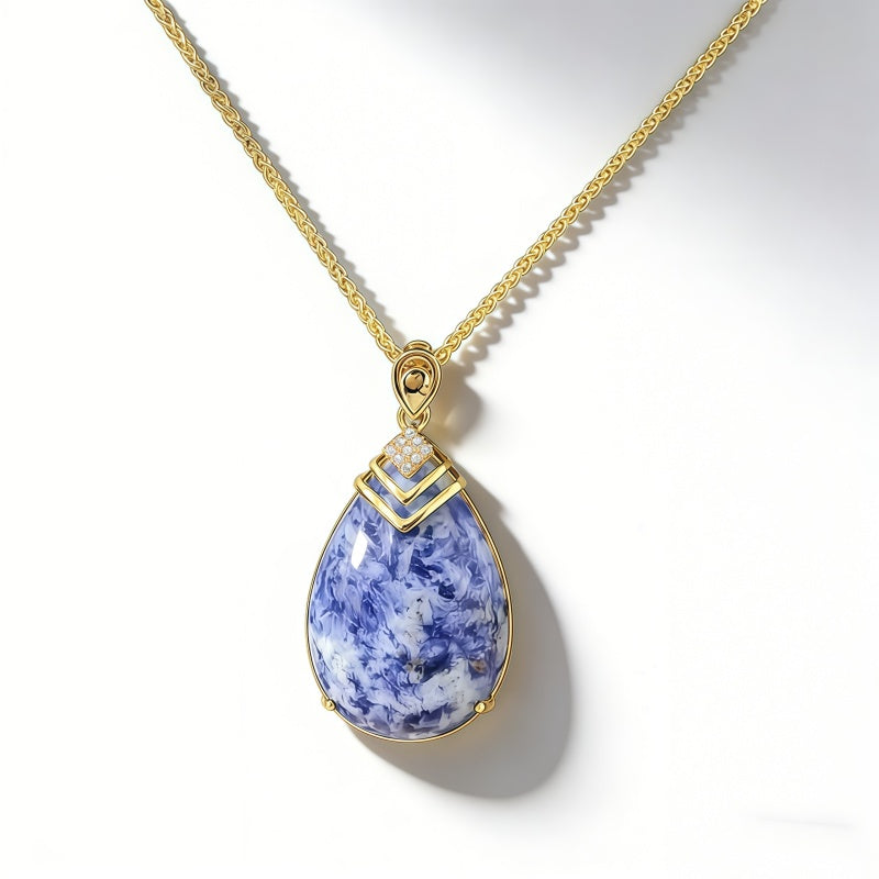 White spot stone Necklace/GOLD
