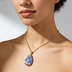 White spot stone Necklace/GOLD