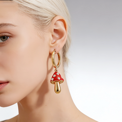 MUSHROOM RED ENAMEL EAR