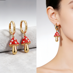 MUSHROOM RED ENAMEL EAR