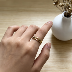 Geometric Cutout Band Ring/GOLD Stainless Steel
