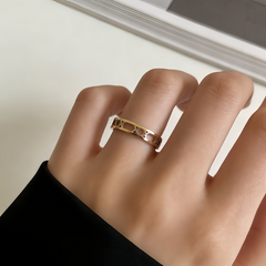 Geometric Cutout Band Ring/GOLD Stainless Steel