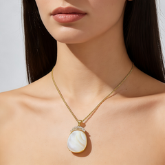 White MOP CZ NCK/GLD