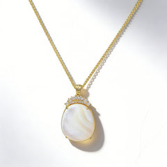 White MOP CZ NCK/GLD