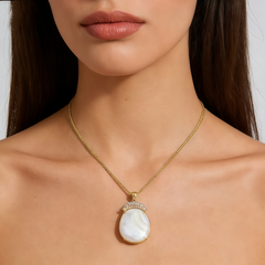 White MOP CZ NCK/GLD