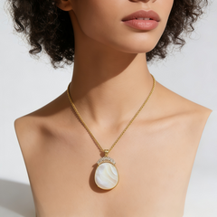 White MOP CZ NCK/GLD