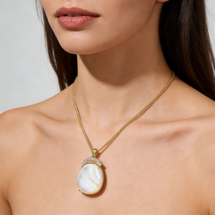 White MOP CZ NCK/GLD