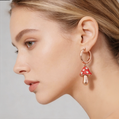 MUSHROOM RED ENAMEL EAR