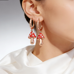MUSHROOM RED ENAMEL EAR