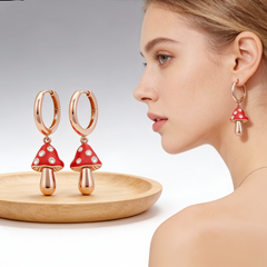 MUSHROOM RED ENAMEL EAR