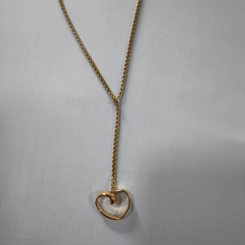 Open Heart Pendant Necklace/GOLD Stainless Steel