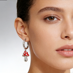 MUSHROOM RED ENAMEL EAR