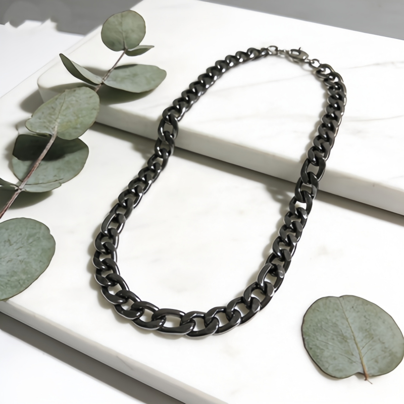 Gunmetal Figaro Chain Necklace/ Stainless Steel