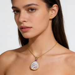 White MOP PB CZ NCK/GLD