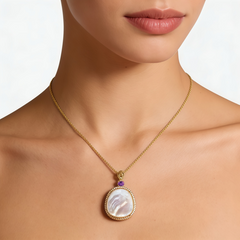 White MOP PB CZ NCK/GLD