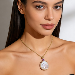 White MOP PB CZ NCK/GLD