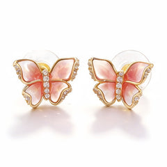 BUTTERFLY PINK ENAMEL EAR
