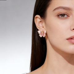 BUTTERFLY PINK ENAMEL EAR