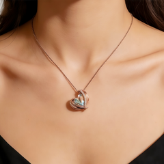 Iridescent Heart Necklace/Rose Gold