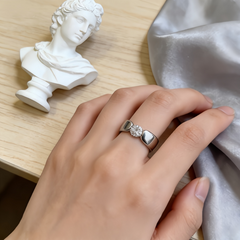 Solitary CZ  Band Ring/Stainless Steel