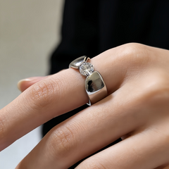 Solitary CZ  Band Ring/Stainless Steel