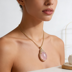 Rose quartz CZ  NCK/GLD