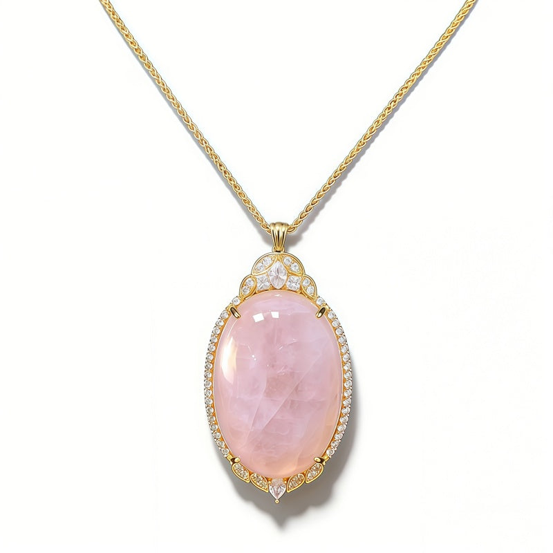 Rose quartz CZ  NCK/GLD