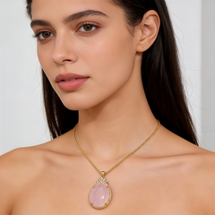 Rose quartz CZ  NCK/GLD