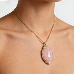 Rose quartz CZ NCK/GLD