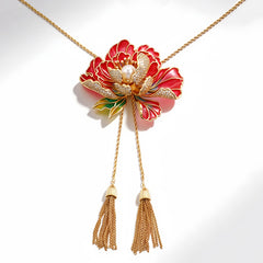 Classic Flower Enamel Long NCK/Tassel