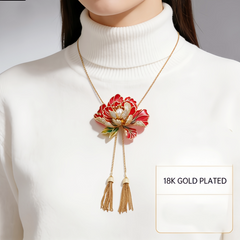 Classic Flower Enamel Long NCK/Tassel