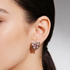 BUTTERFLY PINK ENAMEL EAR