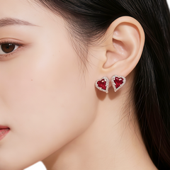 Garnet Halo Petite Earrings/Rose gold