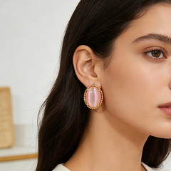 Pink cat's eye stud EAR